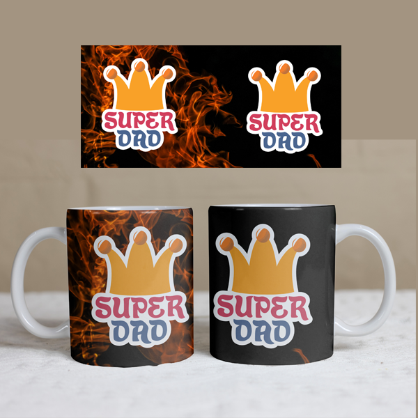 Father Day Mug, Super Dad with Crown