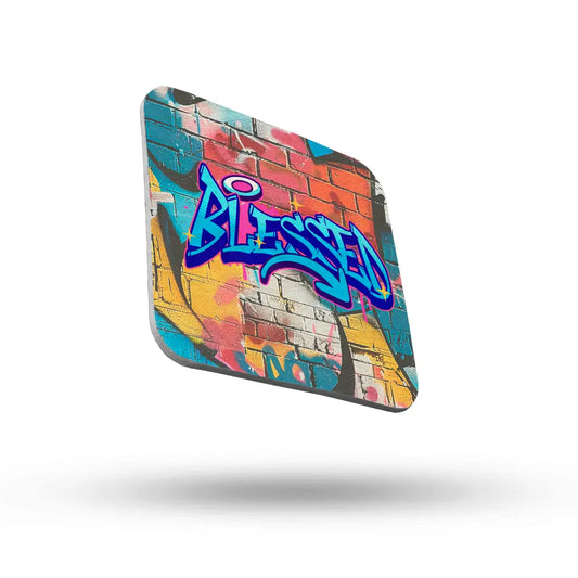 Christian Coaster - Blessed Graffiti Art Design - JazzyCrafting