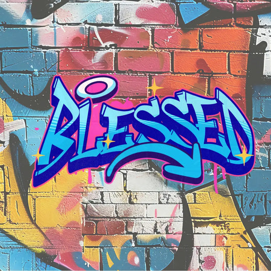 Christian Coaster - Blessed Graffiti Art Design - JazzyCrafting