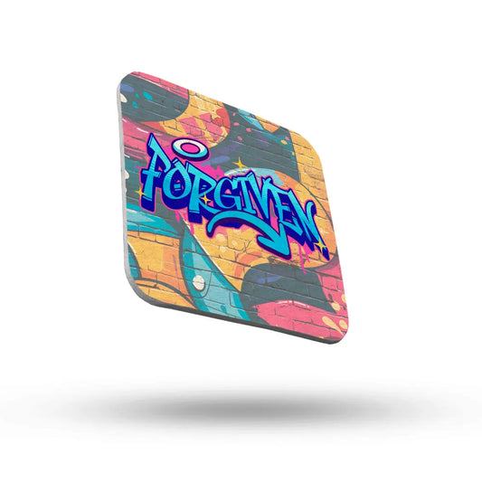Christian Graffiti Coaster - FORGIVEN Typography Design - JazzyCrafting