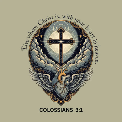 Colossians 3:1 Coaster: Heavenly Heart Christian Cross & Dove - JazzyCrafting