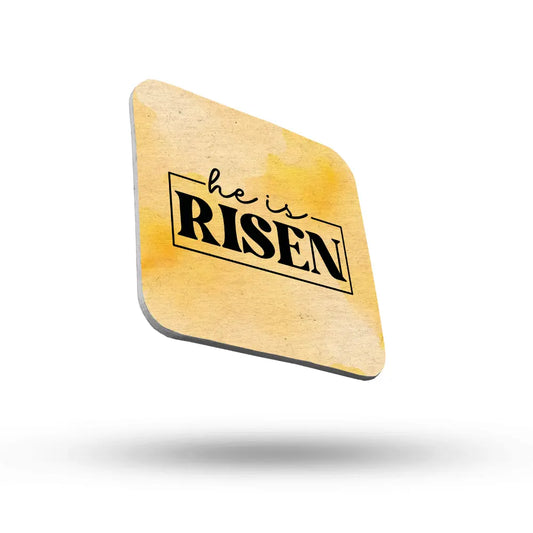 He Is Risen Coaster, Easter Christian Decor, Faith-Based Gift - JazzyCrafting